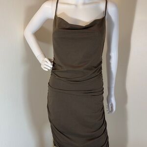 BOBI LOS ANGELES/REVOLVE Cowl Neck Side Shirred , Stretchy Lightweight Dress, S